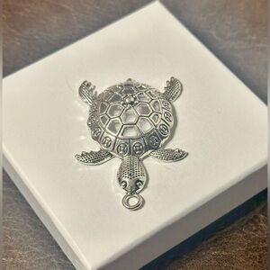 NWOT Silver Open Cuora Trifasciata Sea Turtle Large Charm Pendant for Necklace